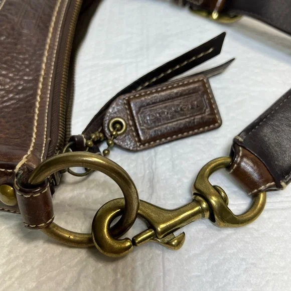 Coach Brown Signature Crossbody Shoulder Bag with Leather Trim Brown F061-10402 - Picture 7 of 10